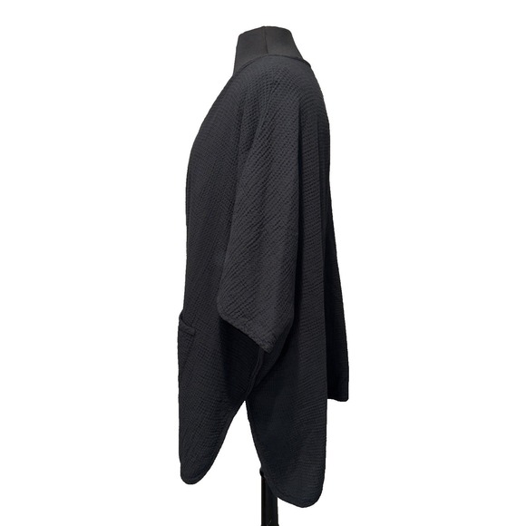 NEW Focus Casual Life Open Cardigan Waffle One Size Pockets Pre Shrunk Black - Picture 7 of 10